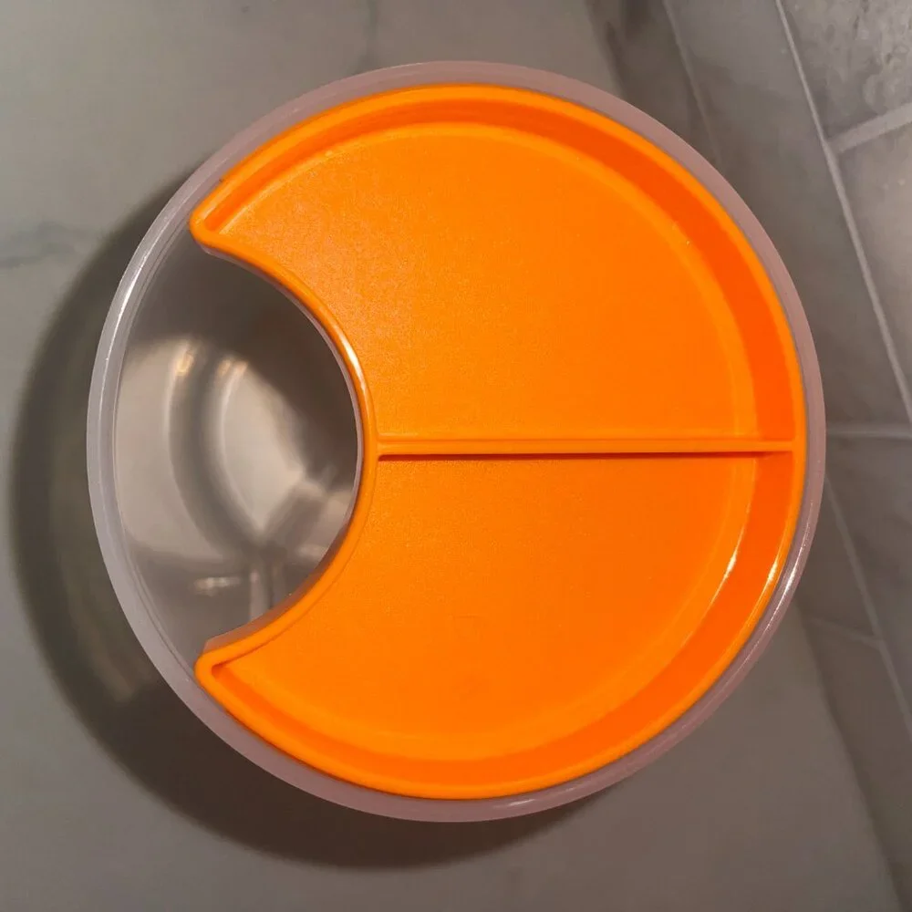TUPPERWARE 3 in 1 Divided Container Red Lid Orange Insert‎ 4 piece set
